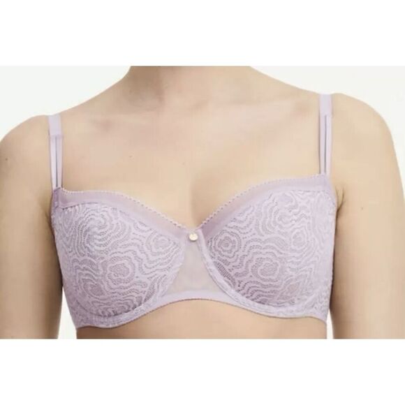 Chantelle 13B5 C-Jolie Underwire Demi Bra 32D Lavender Frost - Picture 1 of 7